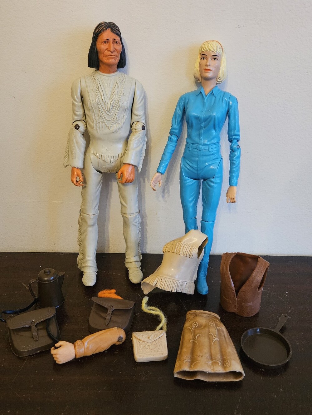 Vintage Marx Best Of The West Jane West & Geronimo Lot W/ Rare Skirt And Vest.